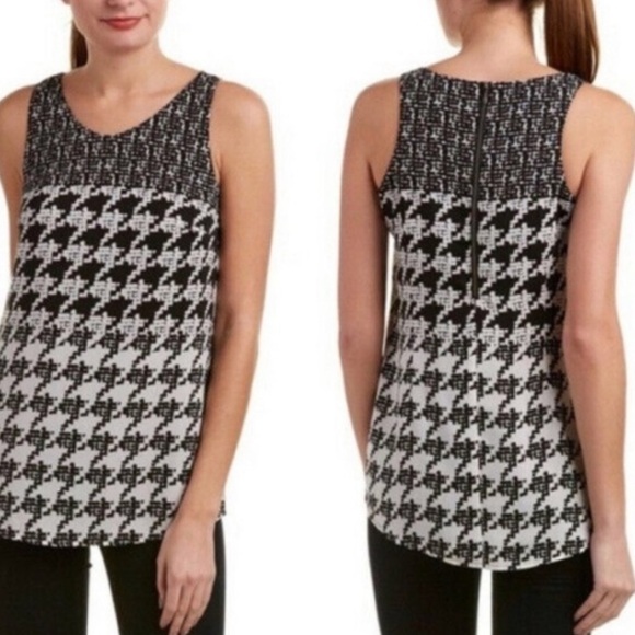 CAbi Broken Check Houndstooth Back Zip Tank Top Sleeveless Size Small S - Picture 1 of 7